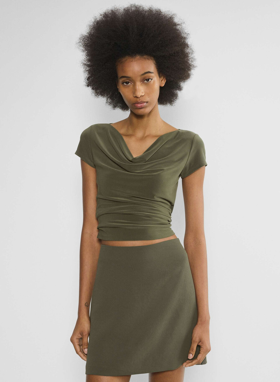 minigonna classica - crepette dark olive