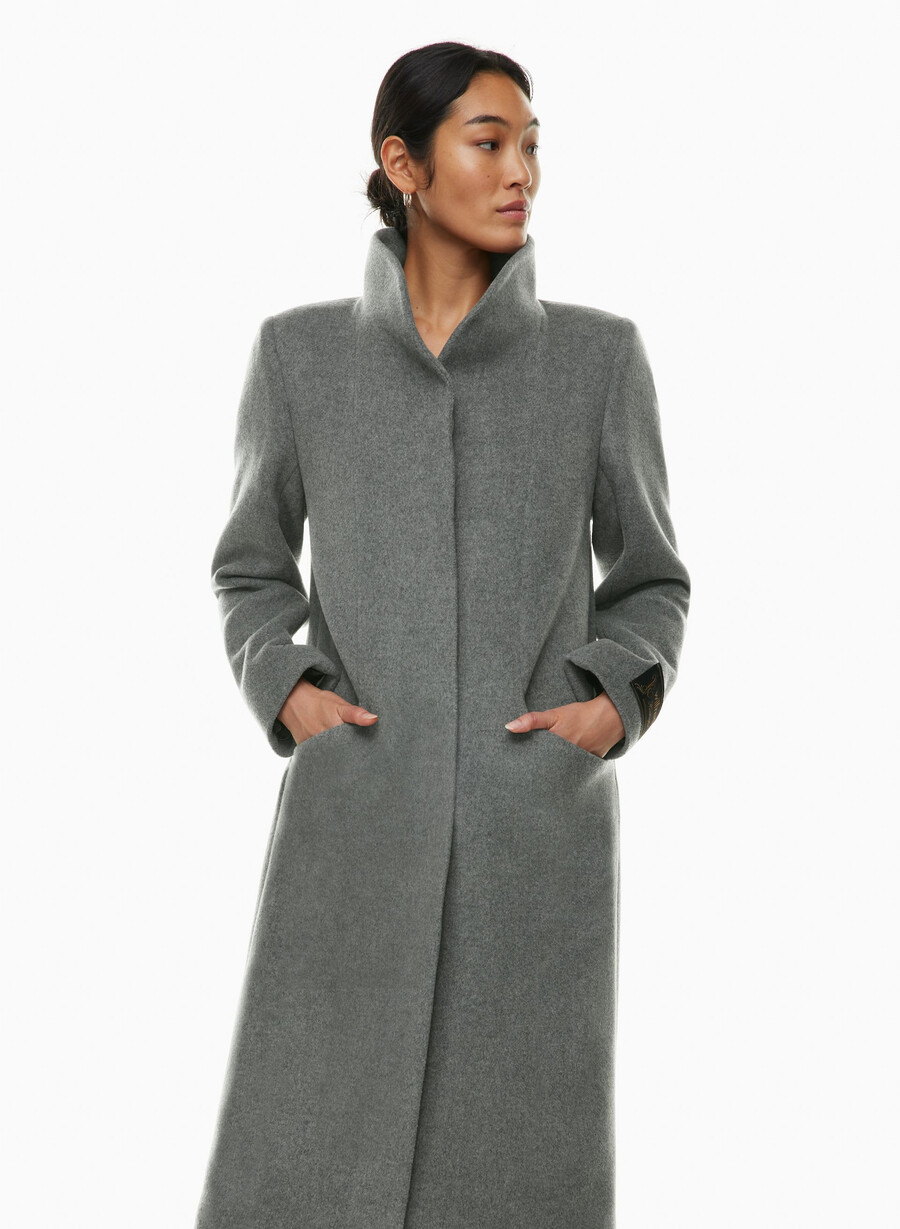 cappotto lungo cocoon - lana cashmere grigio scuro melange