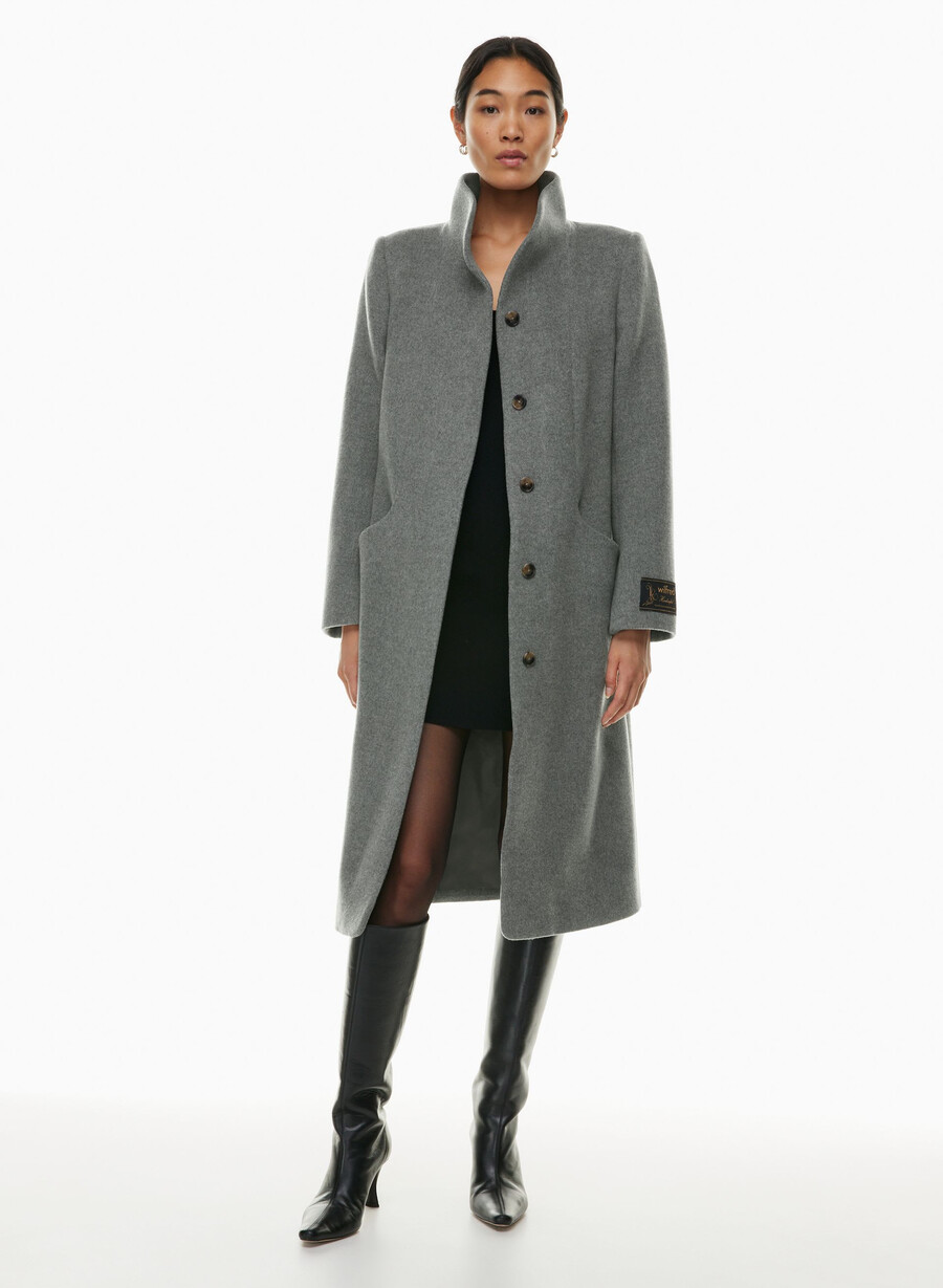cappotto lungo cocoon - lana cashmere grigio scuro melange
