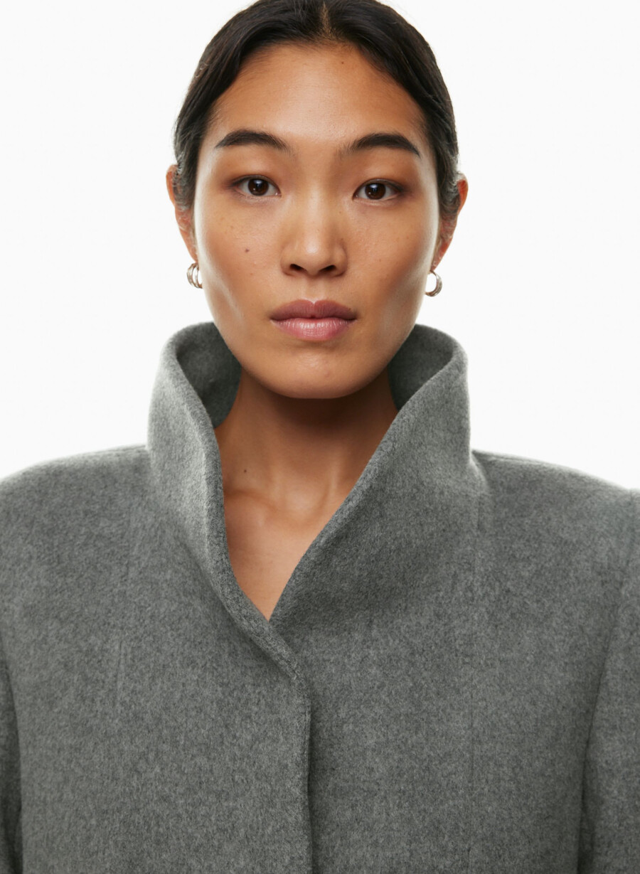 cappotto lungo cocoon - lana cashmere grigio scuro melange
