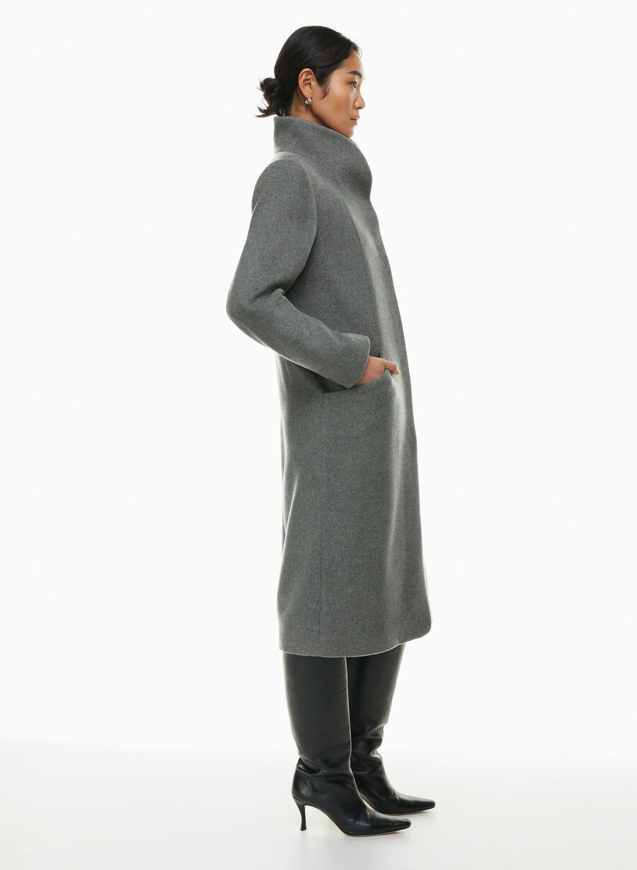 cappotto lungo cocoon - lana cashmere grigio scuro melange