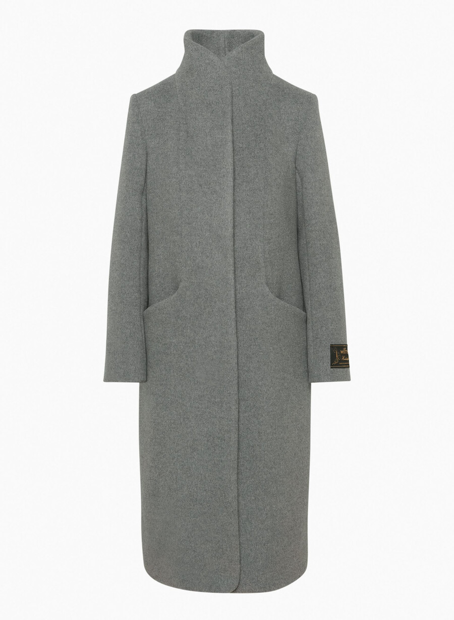 cappotto lungo cocoon - lana cashmere grigio scuro melange