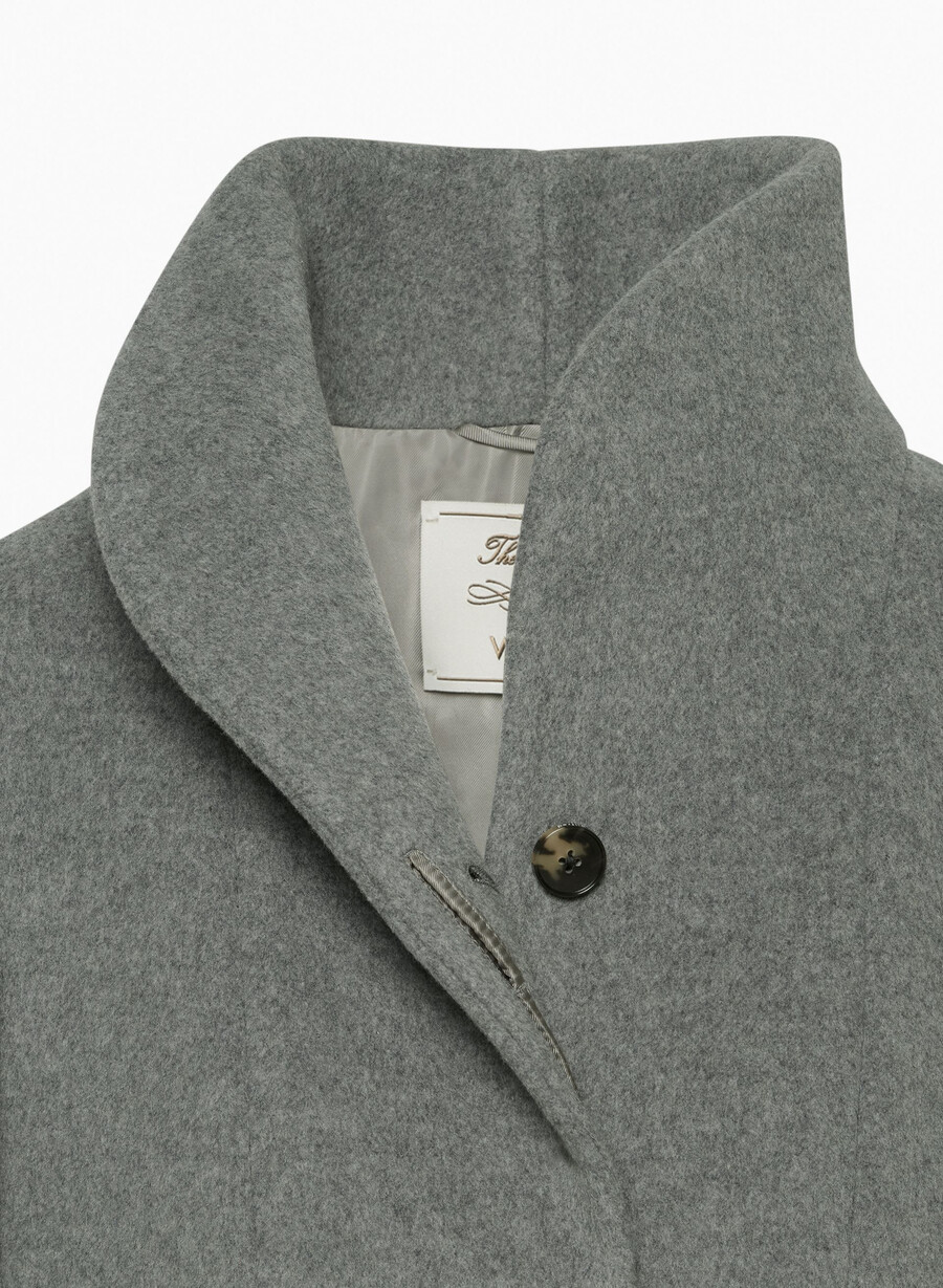 cappotto lungo cocoon - lana cashmere grigio scuro melange
