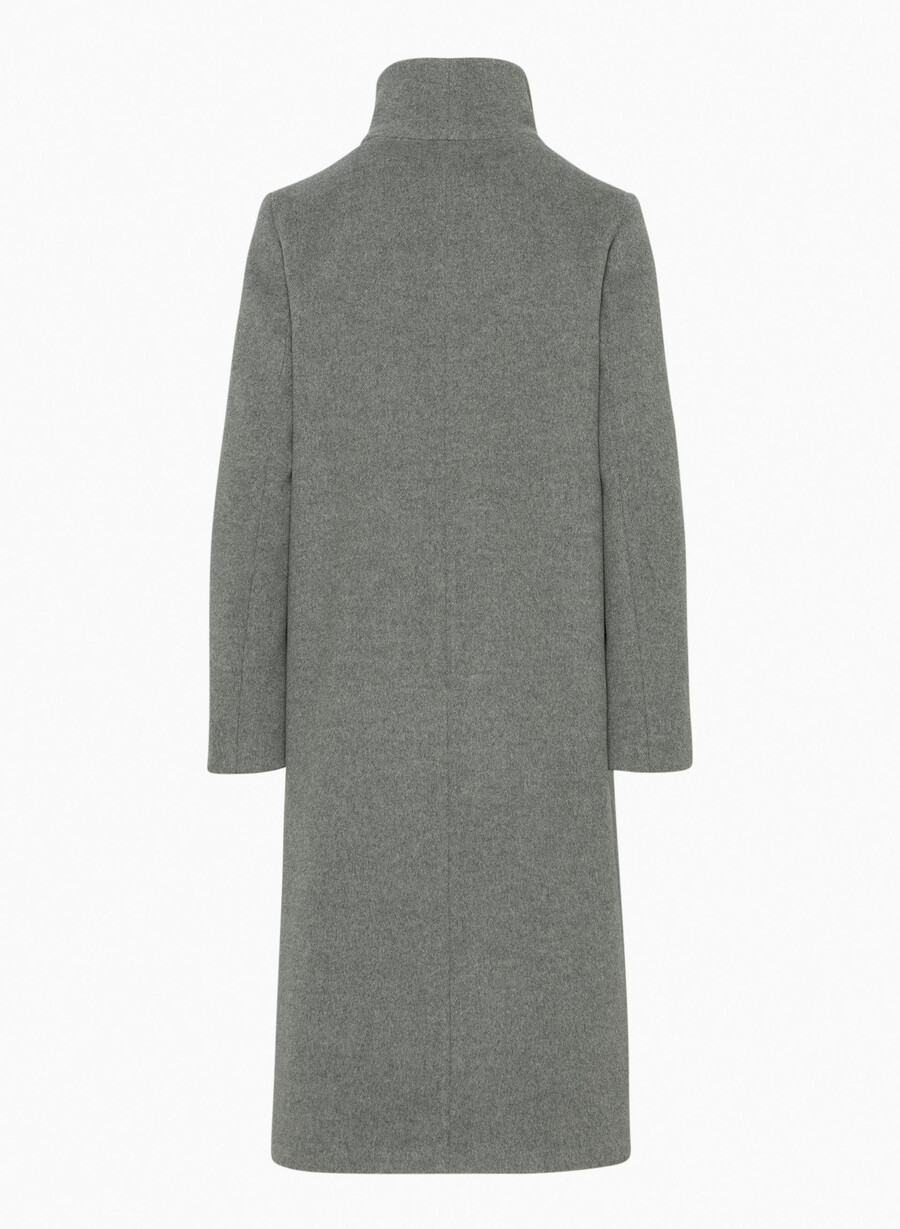 cappotto lungo cocoon - lana cashmere grigio scuro melange
