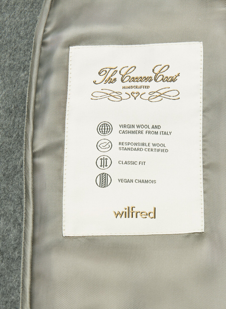 cappotto lungo cocoon - lana cashmere grigio scuro melange