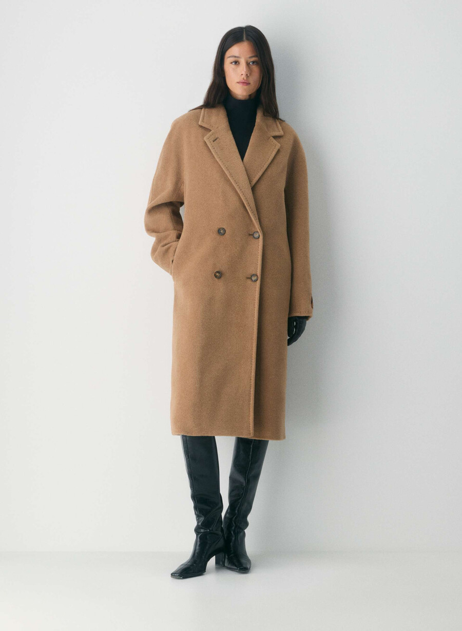 the slouch coat nuovo - lana recamel cocoa sand