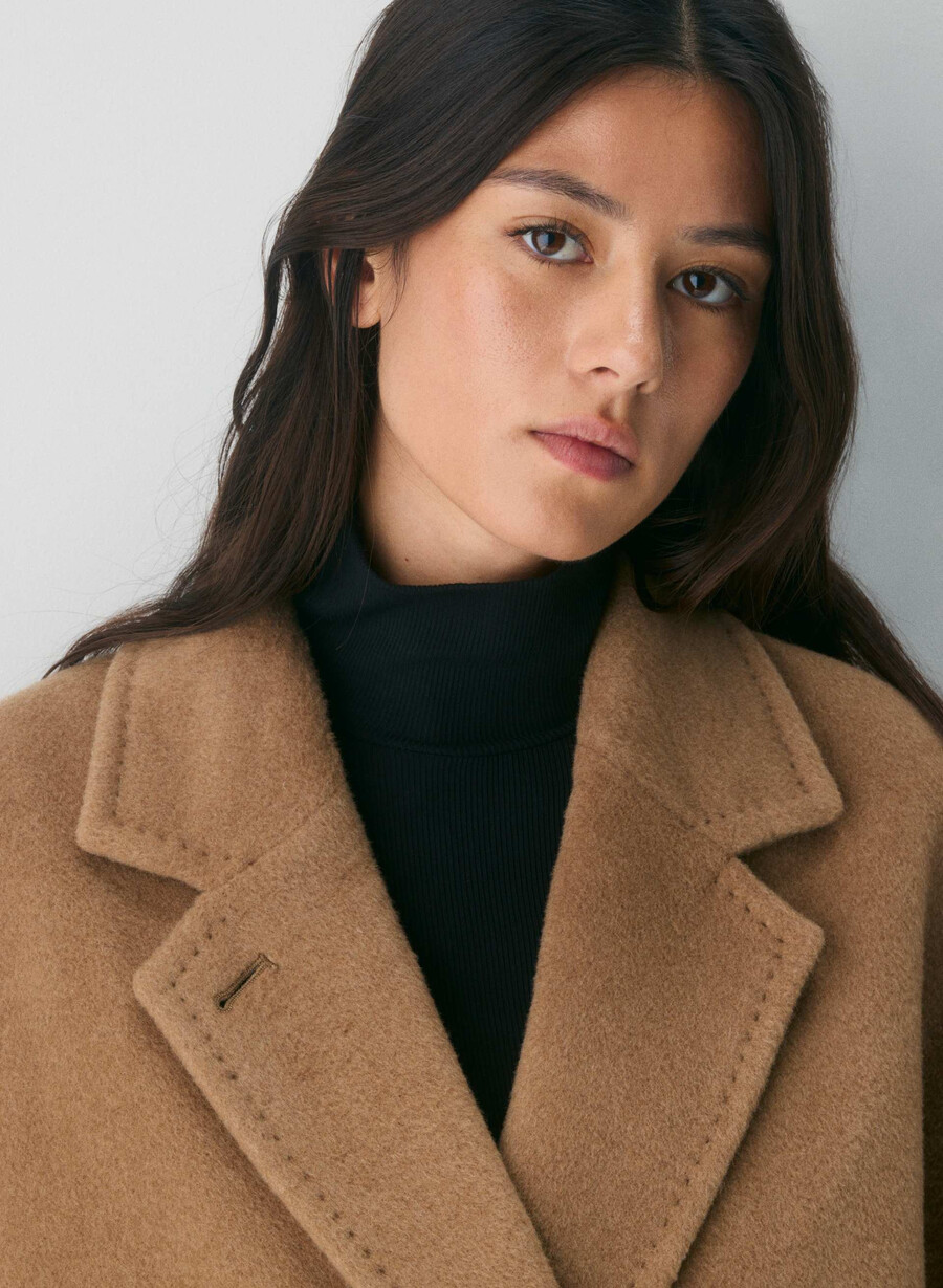 the slouch coat nuovo - lana recamel cocoa sand