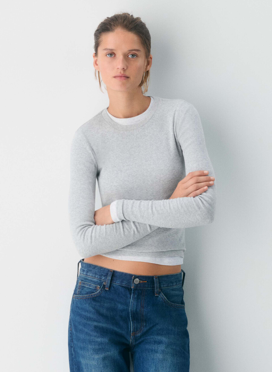 homestretch rib solo longsleeve heather chrome