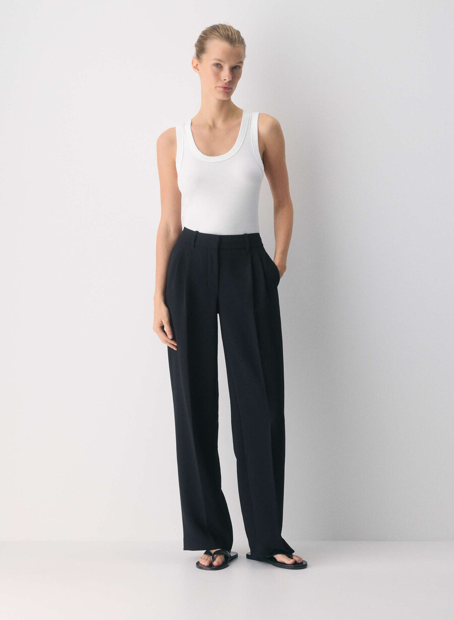 the effortless pant lo-rise - crepette nero