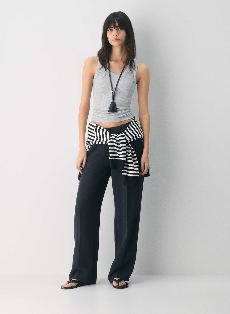 the effortless pant lo-rise - crepette dark navy
