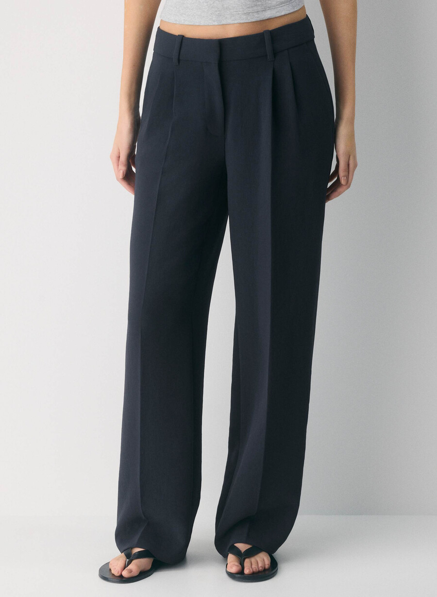 the effortless pant lo-rise - crepette dark navy