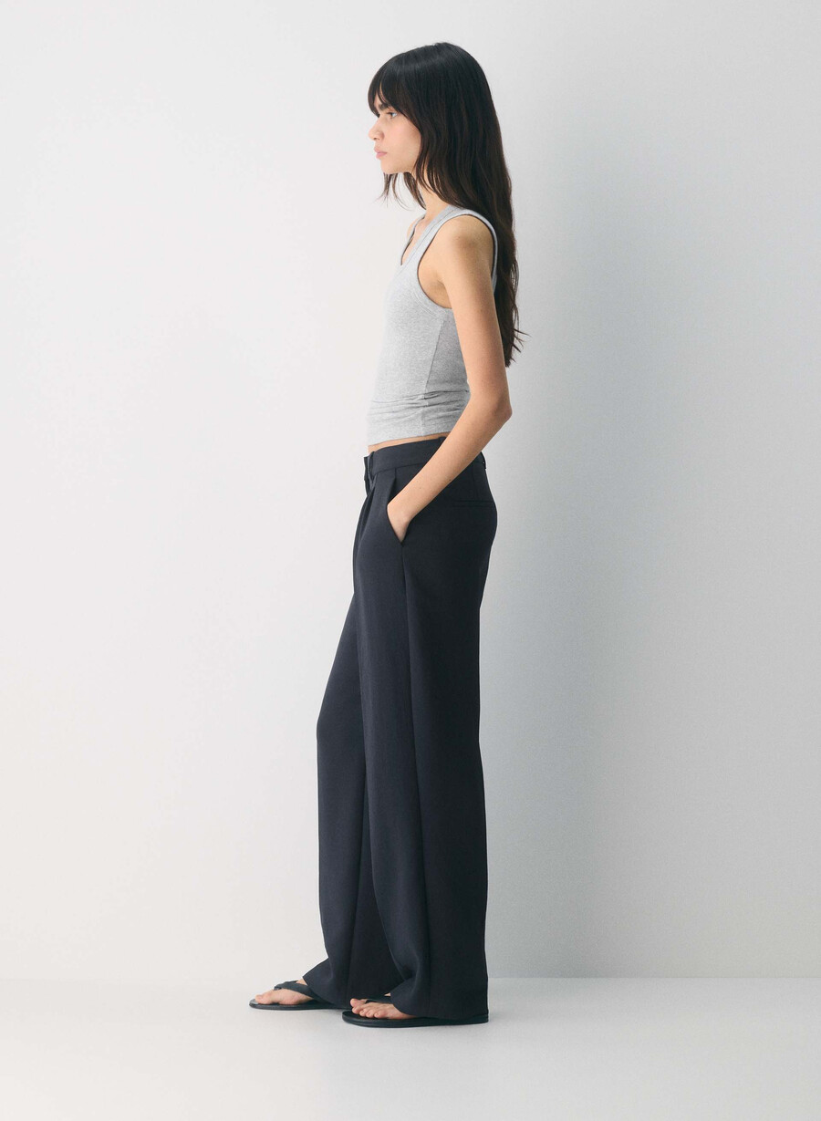 the effortless pant lo-rise - crepette dark navy