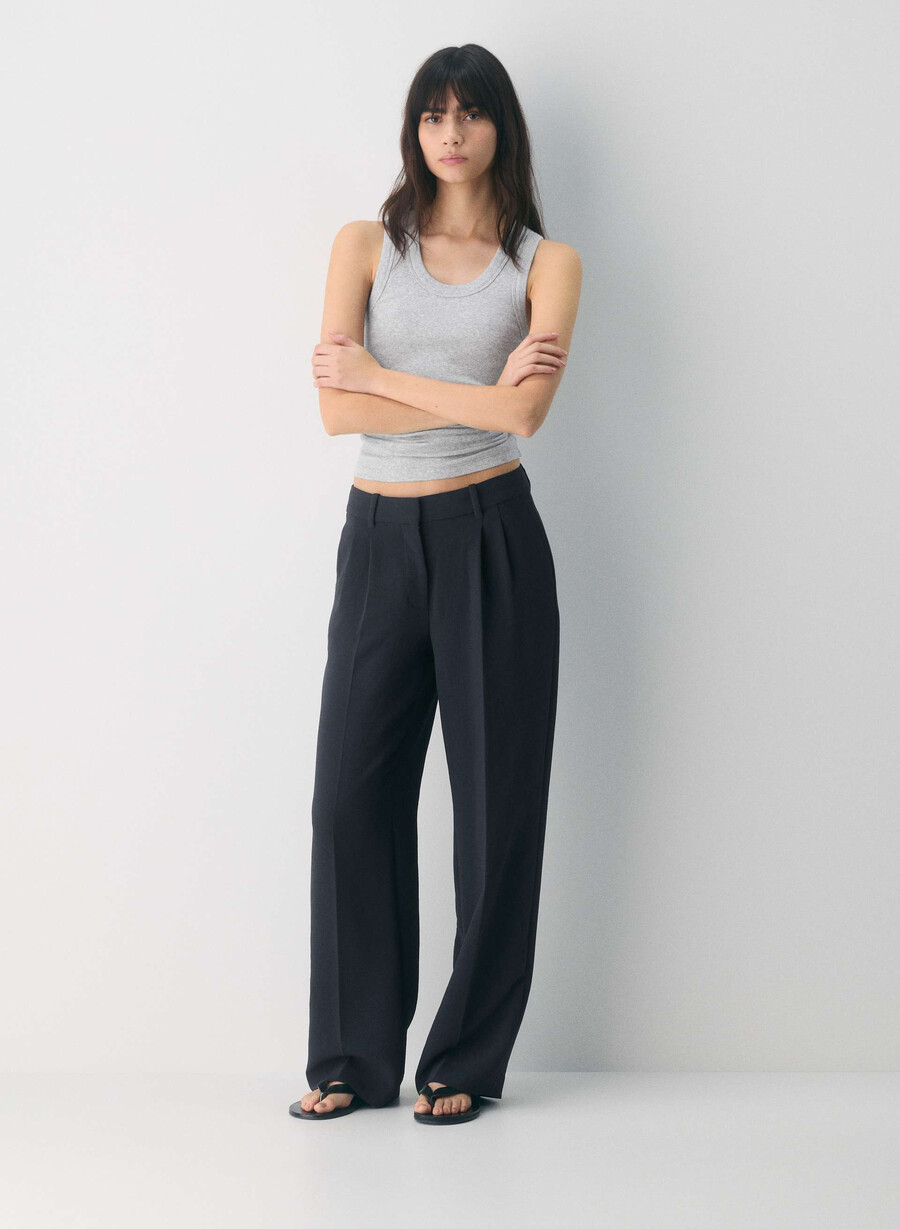 the effortless pant lo-rise - crepette dark navy