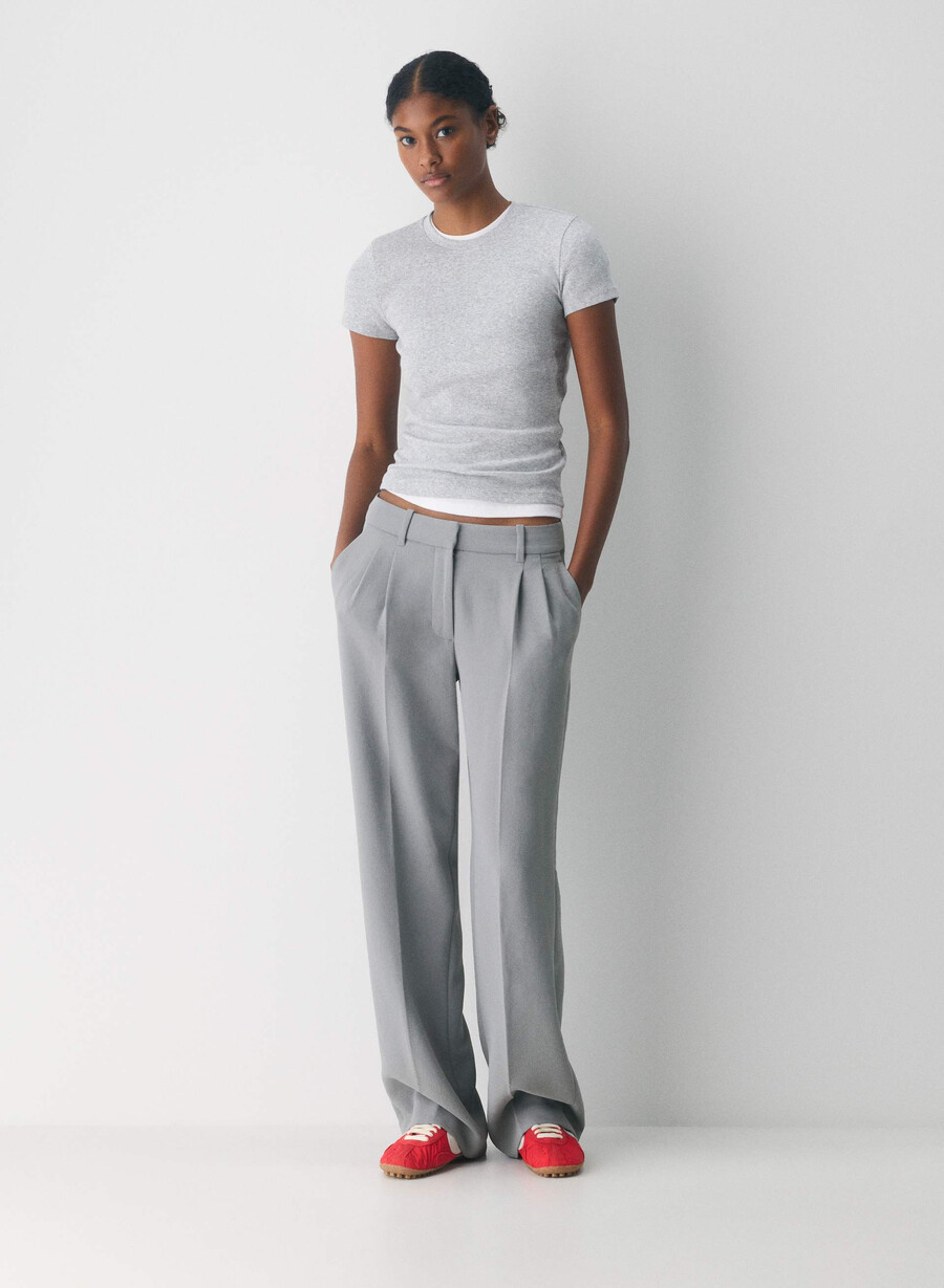 i pantaloni effortless lo-rise - crepette riverstone grigio