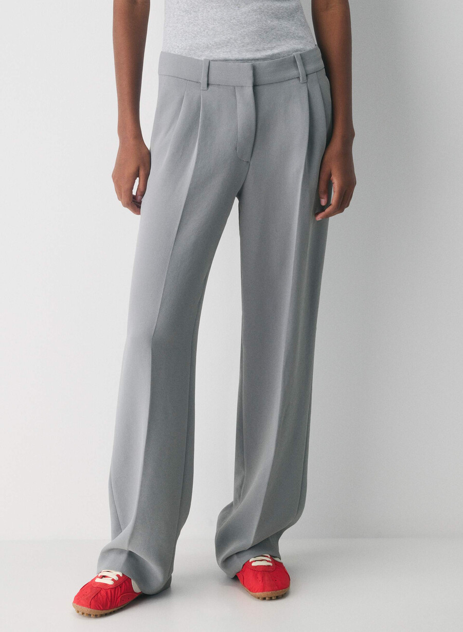 i pantaloni effortless lo-rise - crepette riverstone grigio