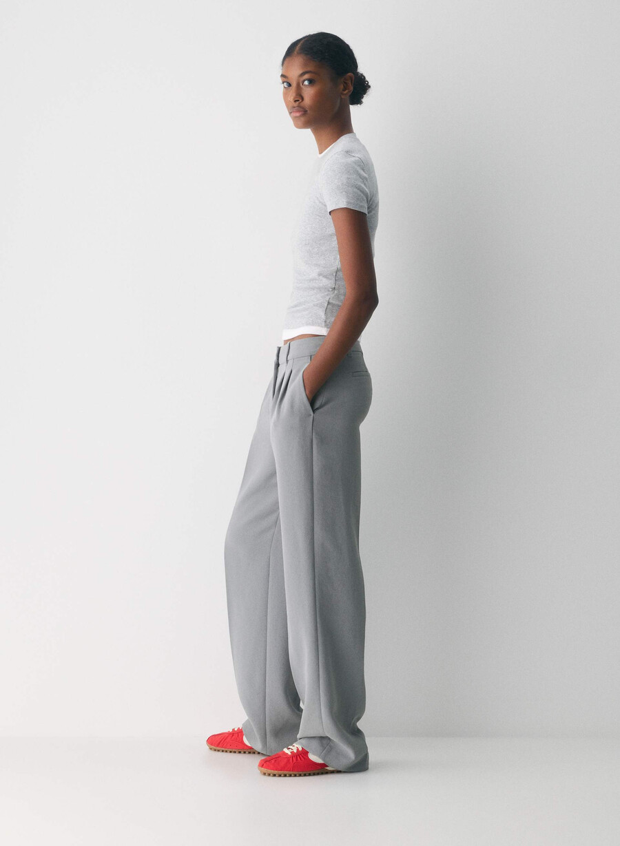 i pantaloni effortless lo-rise - crepette riverstone grigio