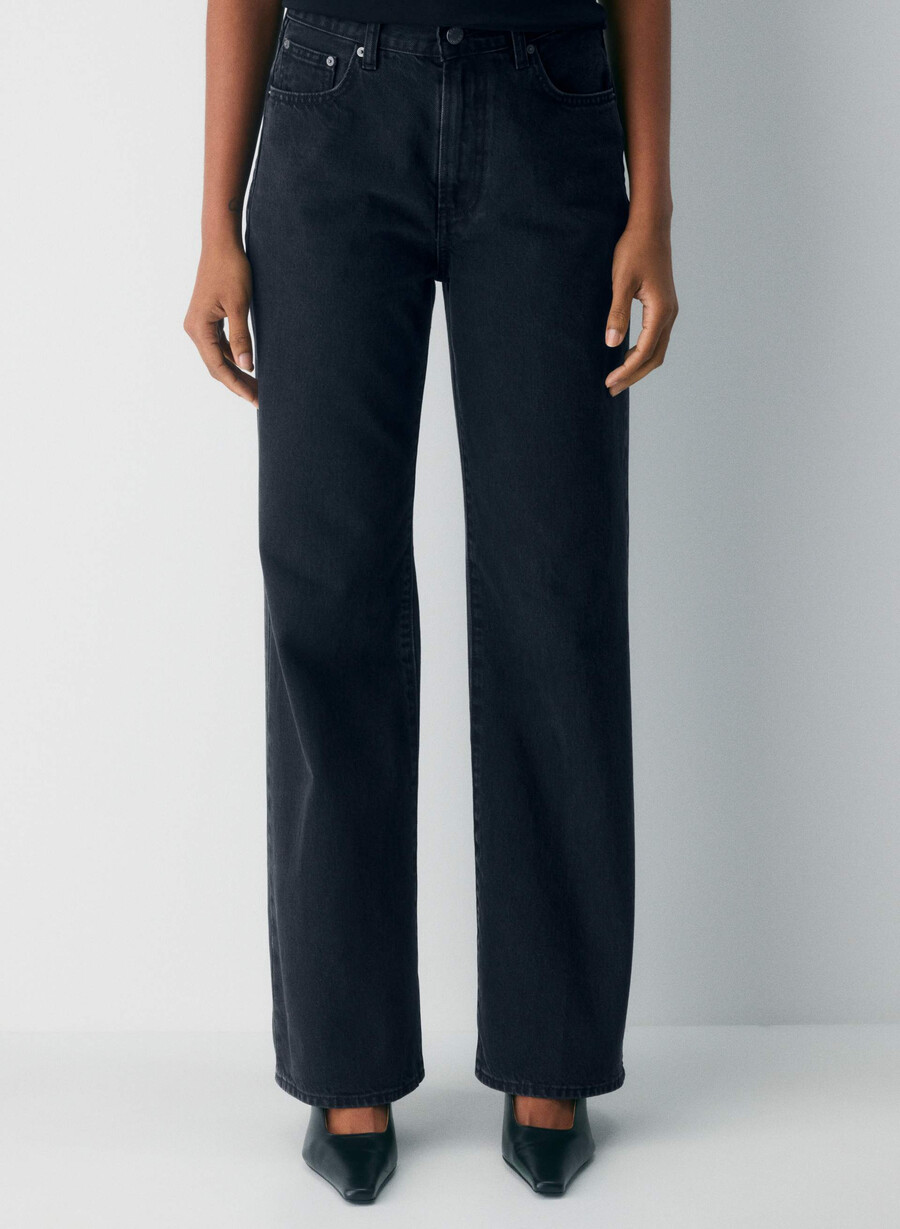 denim forum the farrah hi-rise wide jean eyeliner nero