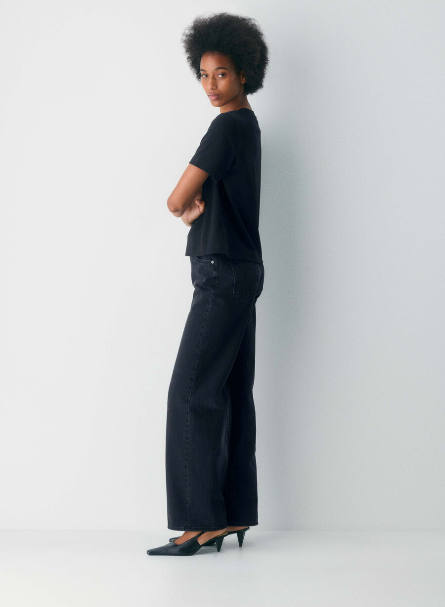 denim forum the farrah hi-rise wide jean eyeliner nero