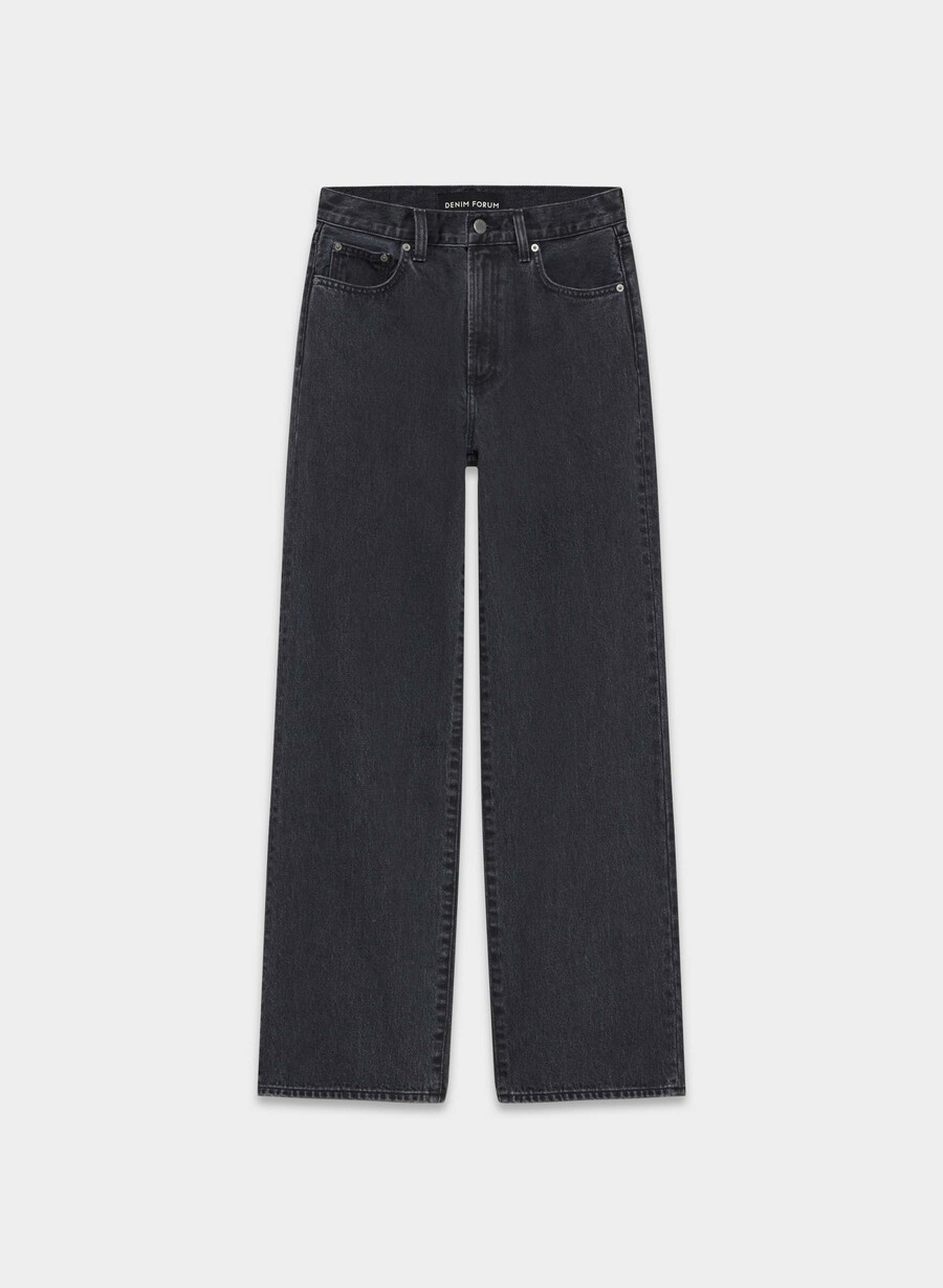 denim forum the farrah hi-rise wide jean eyeliner nero