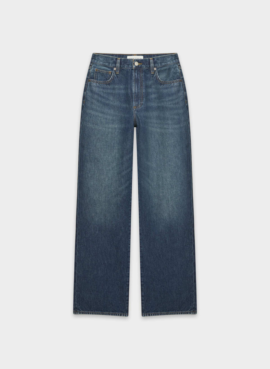 denim forum i jeans larghi farrah hi-rise sono di un blu scuro