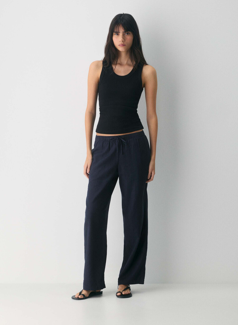 pantaloni in lino sontag bianchi