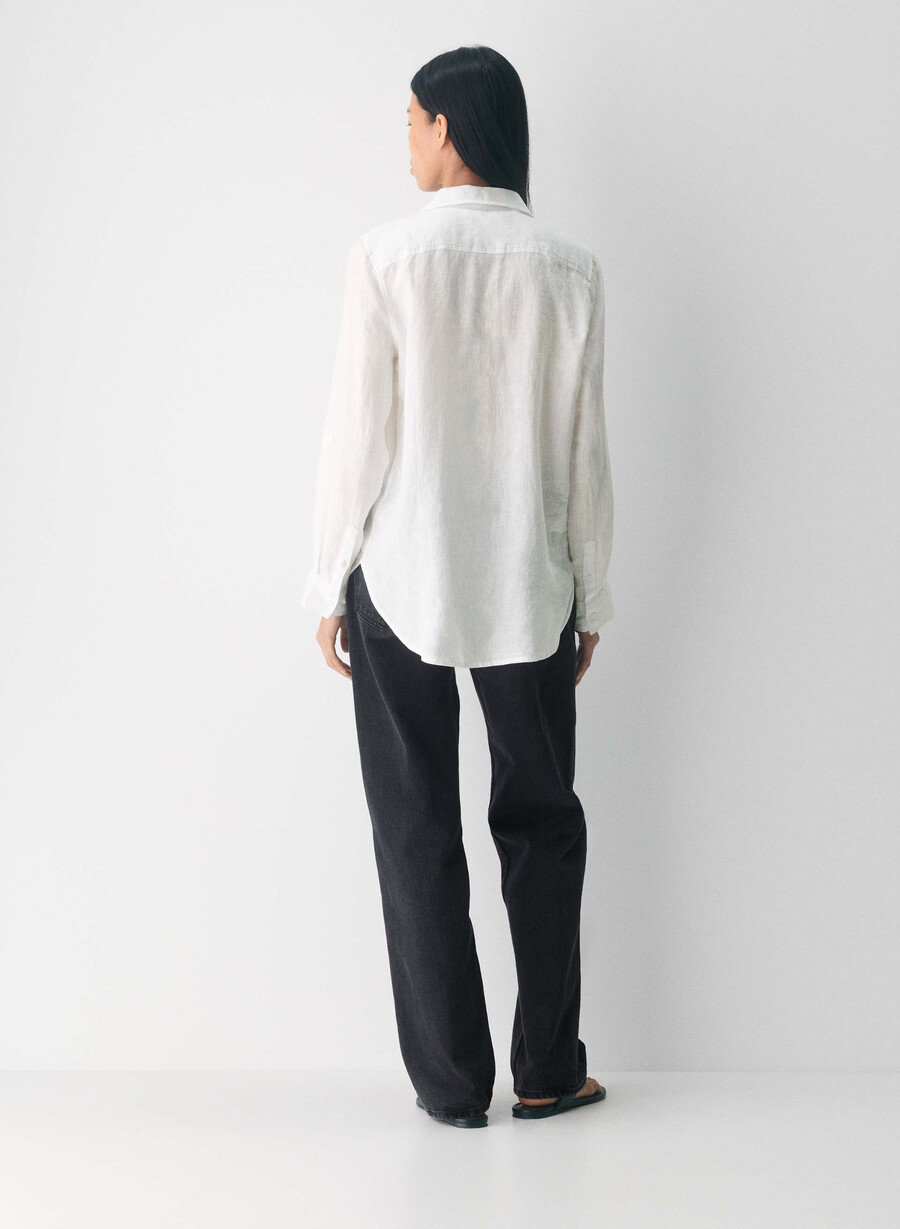 camicia utility in lino bianca
