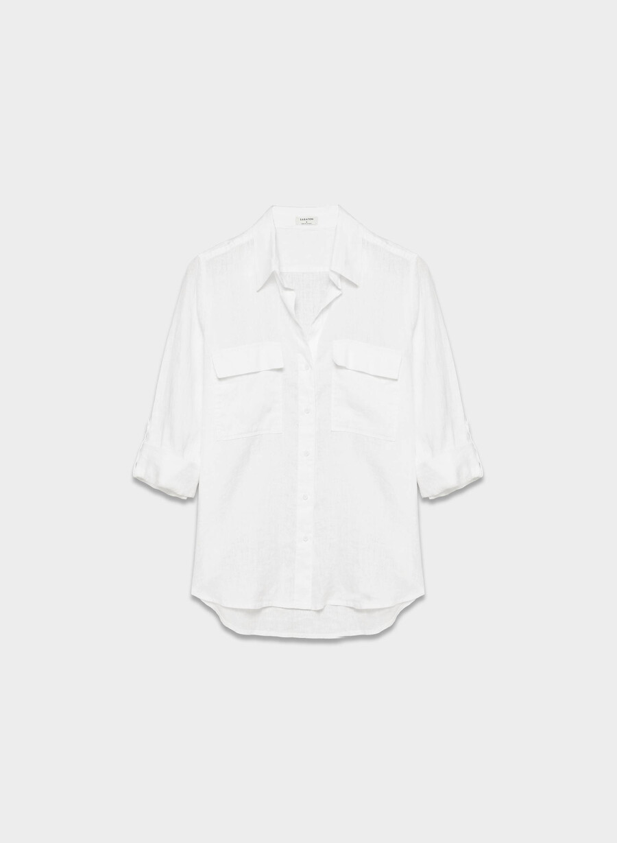 camicia utility in lino bianca