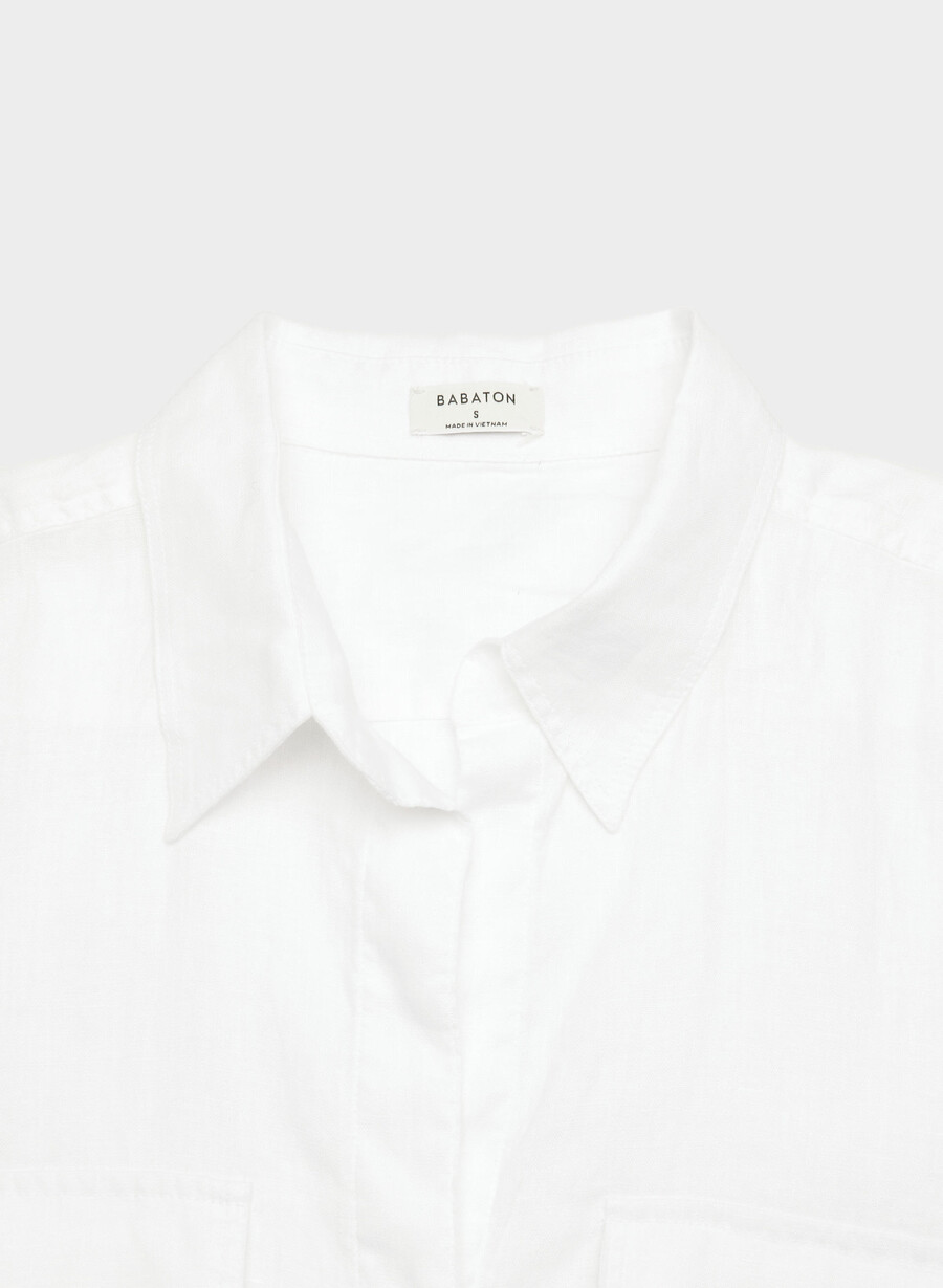 camicia utility in lino bianca