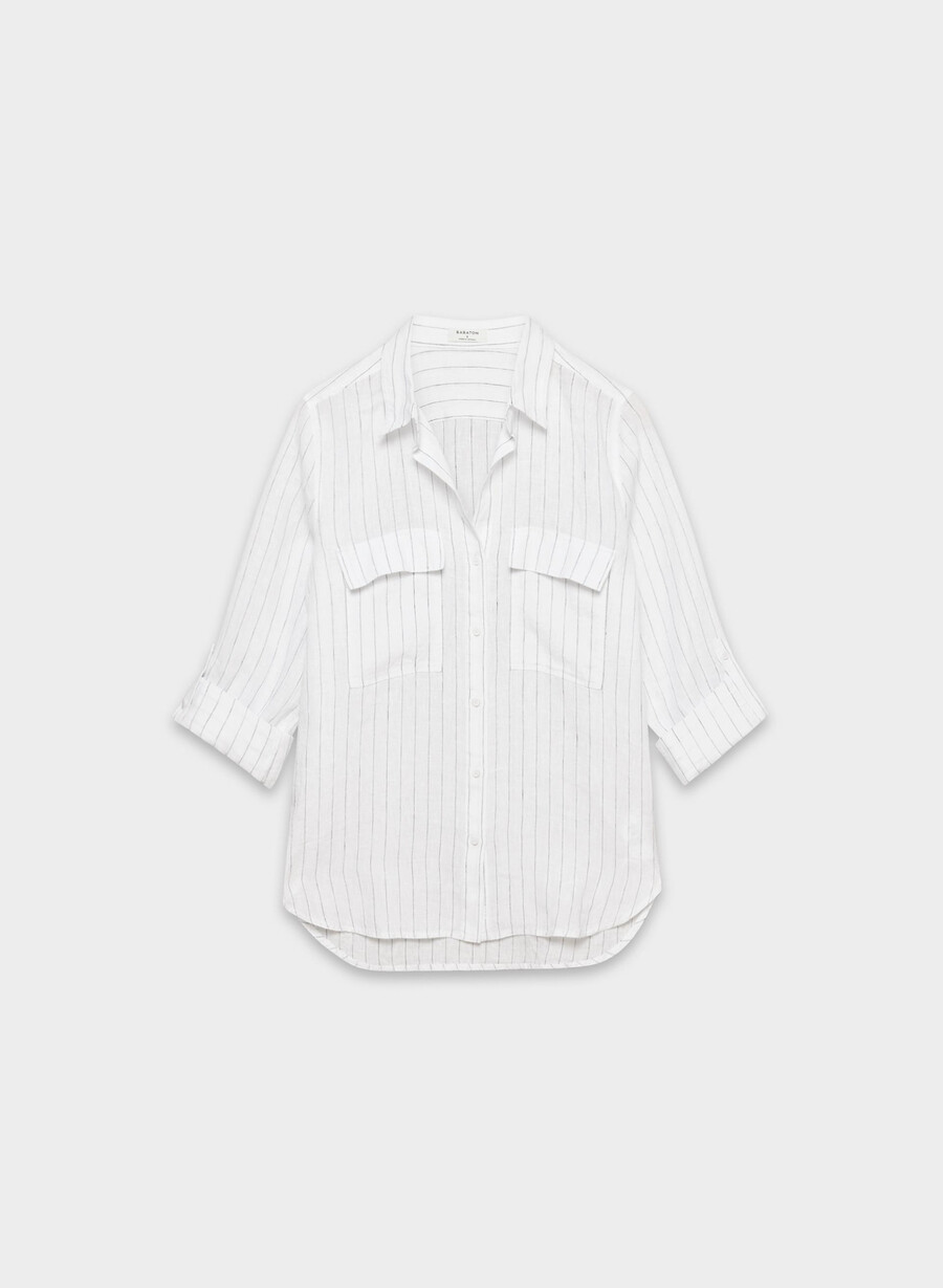 camicia utility in lino hndsn strp wtadmira