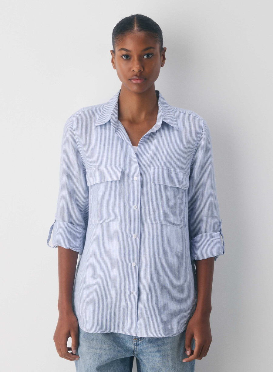camicia in lino utility wlson strp fr blbw