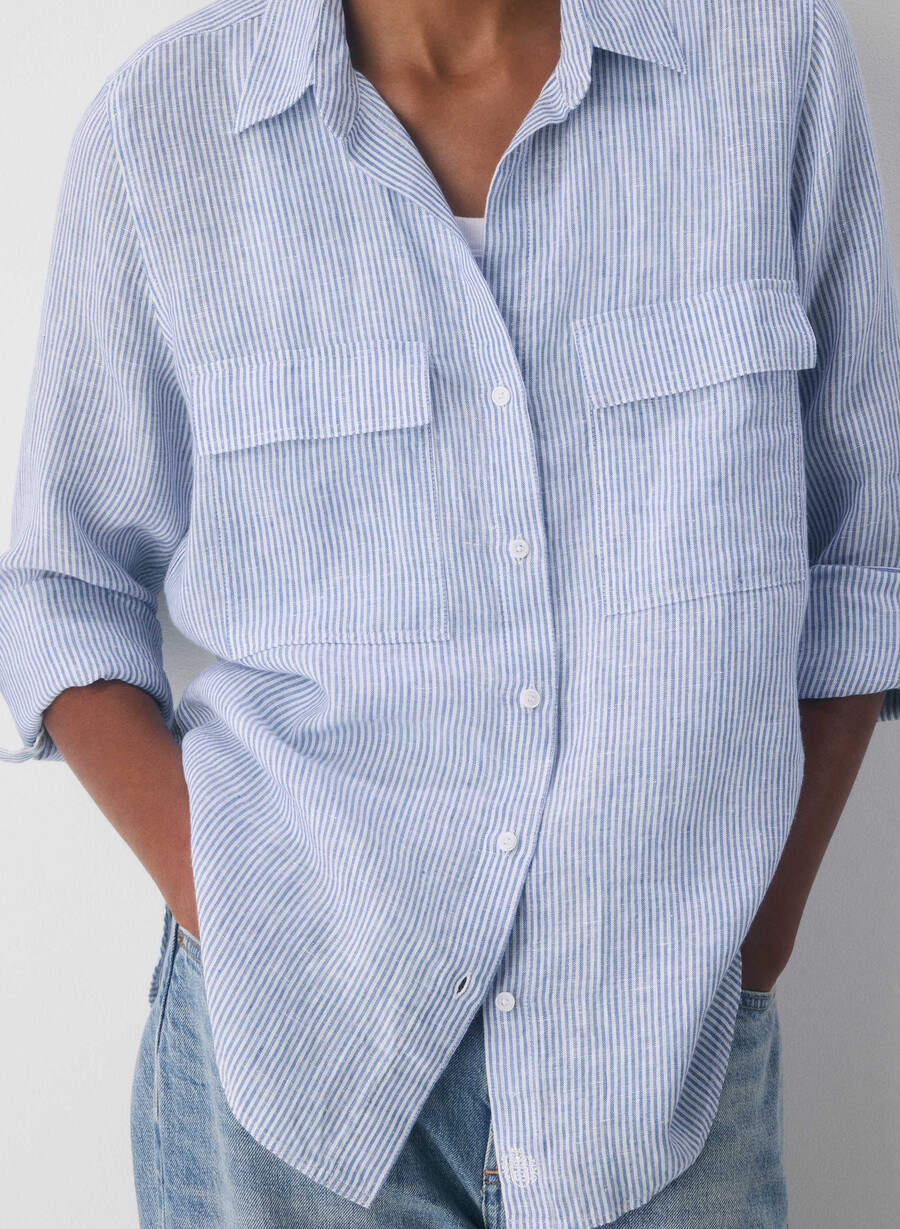 camicia in lino utility wlson strp fr blbw