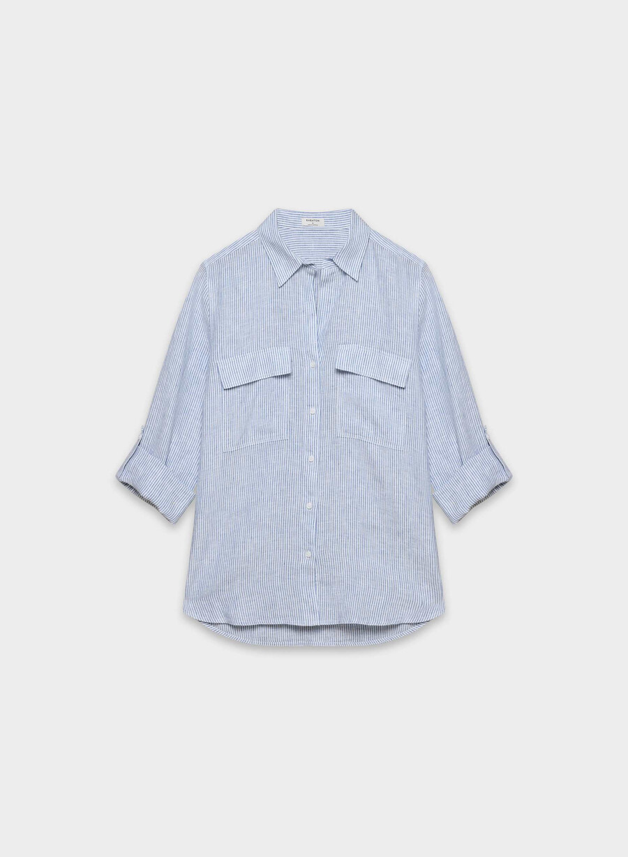 camicia in lino utility wlson strp fr blbw