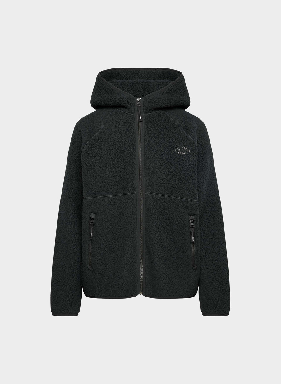 felpa con cappuccio e zip raglan polartec thermal pro nera