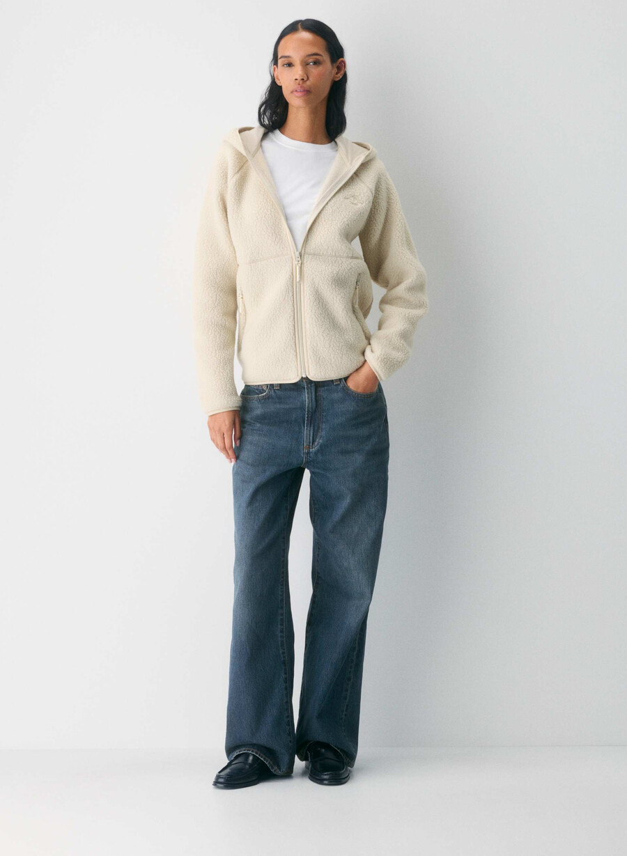 felpa con cappuccio e zip raglan polartec thermal pro marrone mocha intenso