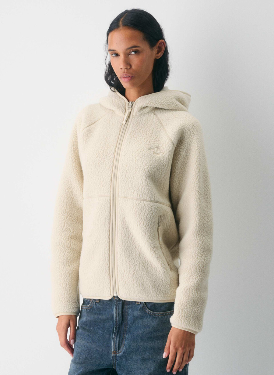 felpa con cappuccio e zip raglan polartec thermal pro marrone mocha intenso