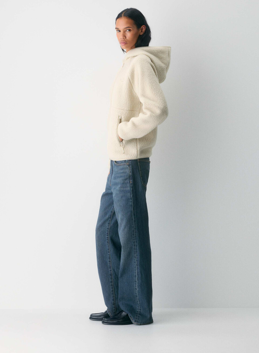 felpa con cappuccio e zip raglan polartec thermal pro marrone mocha intenso