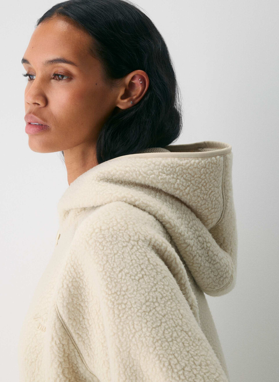 felpa con cappuccio e zip raglan polartec thermal pro marrone mocha intenso