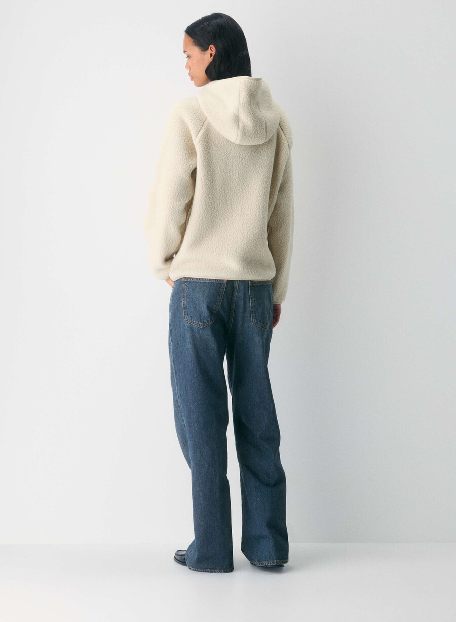 felpa con cappuccio e zip raglan polartec thermal pro marrone mocha intenso