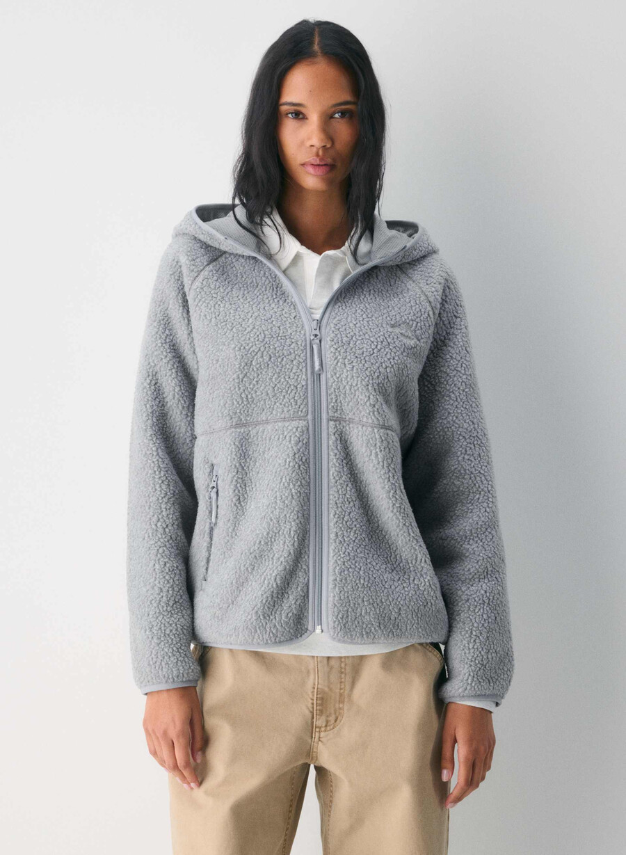 felpa con cappuccio e zip raglan polartec thermal pro heather athletic gre