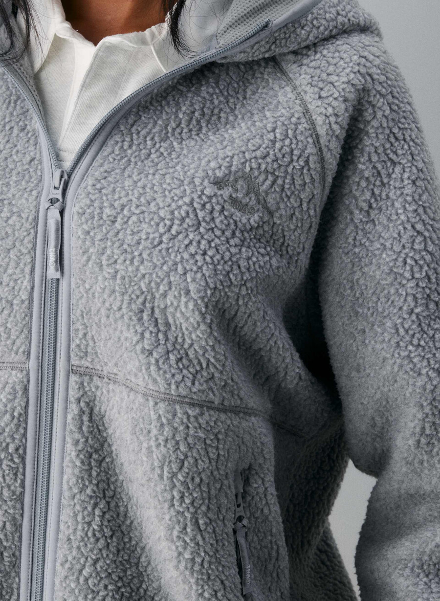 felpa con cappuccio e zip raglan polartec thermal pro heather athletic gre