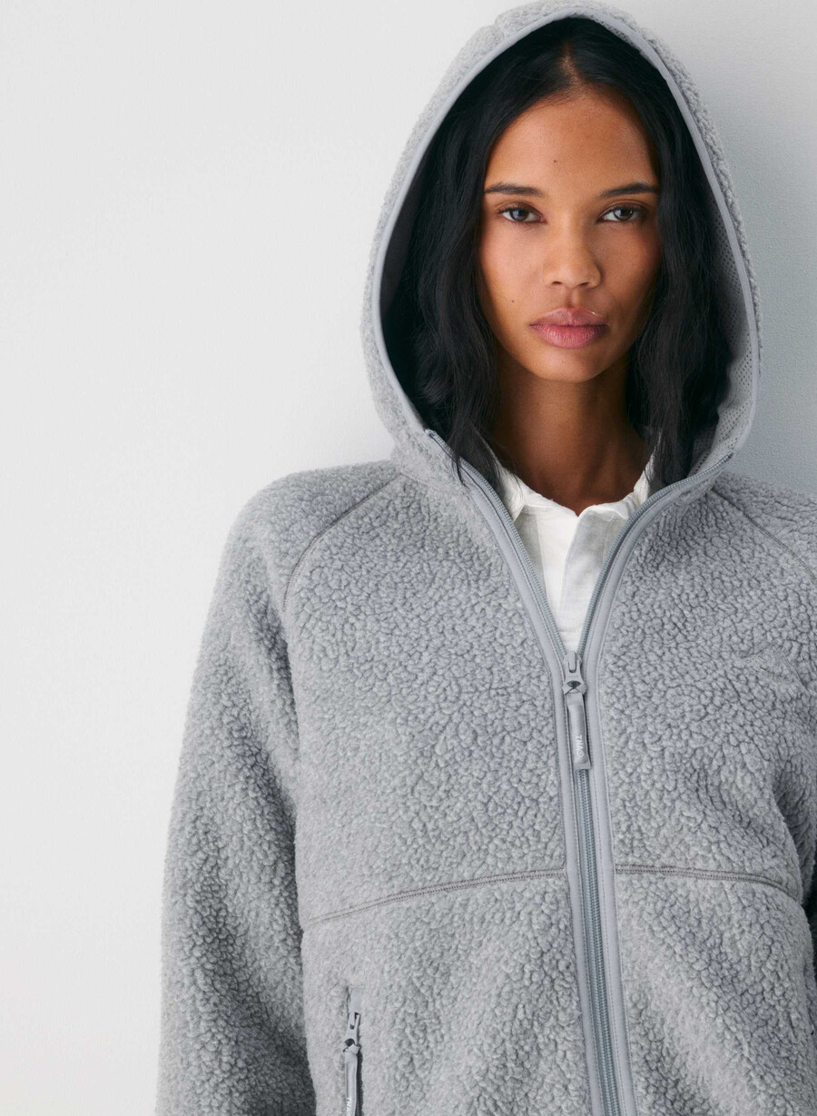 felpa con cappuccio e zip raglan polartec thermal pro heather athletic gre