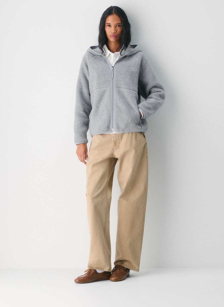 felpa con cappuccio e zip raglan polartec thermal pro heather athletic gre