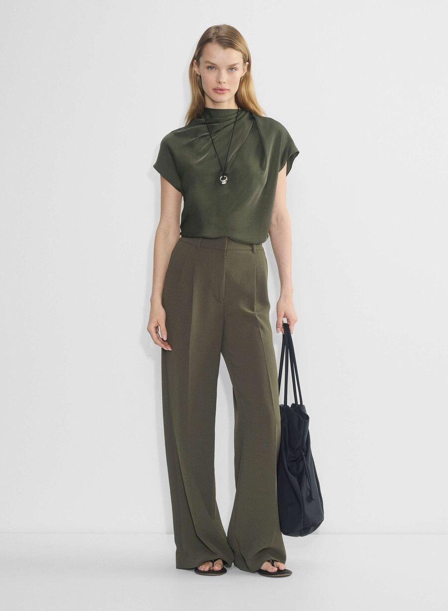 the effortless pant più ampio - crepette oliva scura