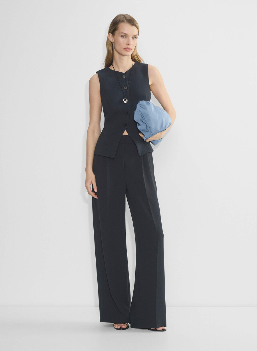 the effortless pant wider - crepette dark navy