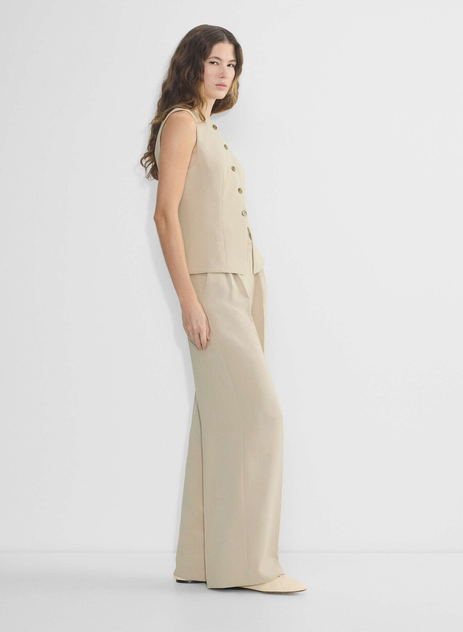 the effortless pant più ampio - crepette marcona beige