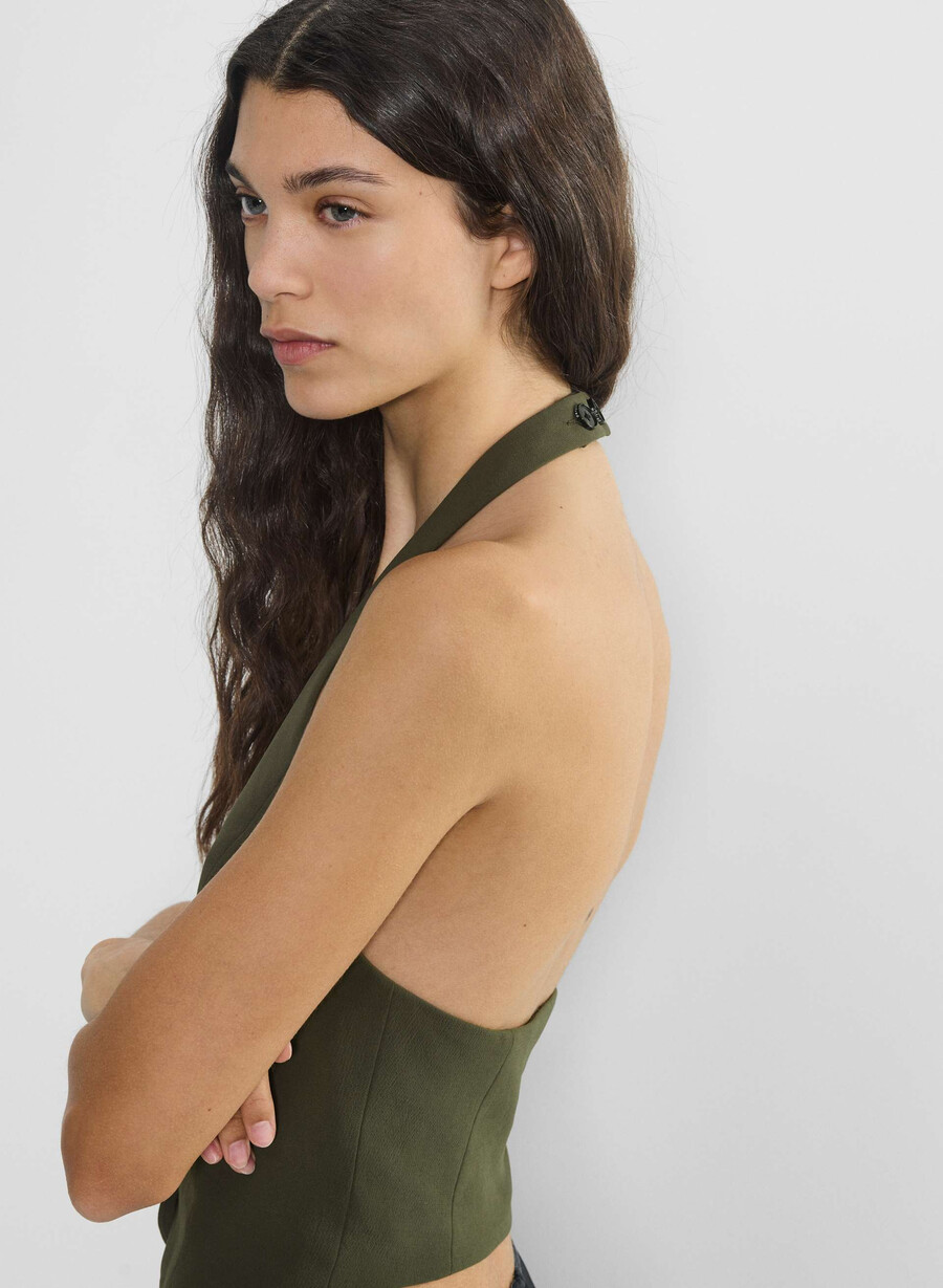 gilet vito - crepette oliva scura