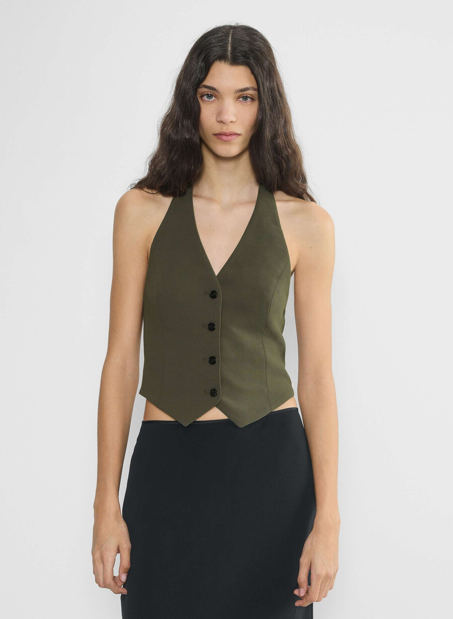 gilet vito - crepette oliva scura