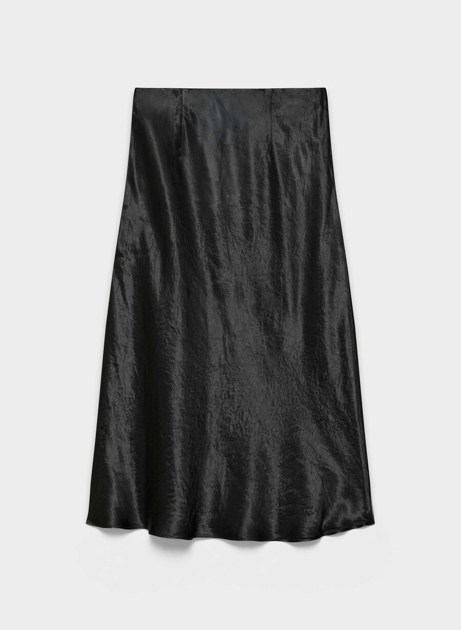 gonna midi in raso nero