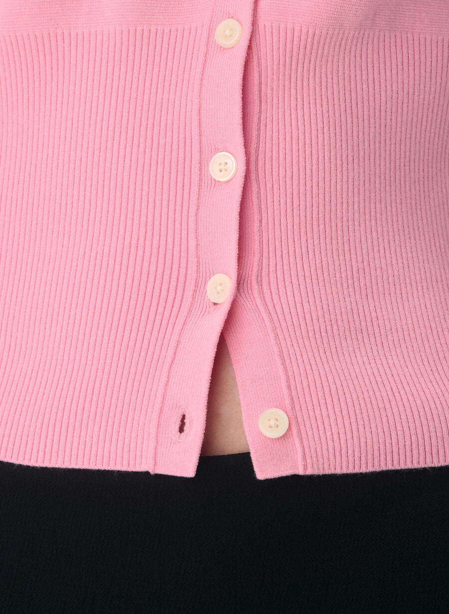 cardigan golightly - wonder yarn jellybean pink