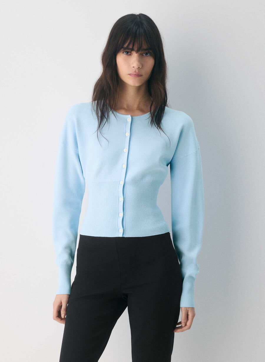 cardigan golightly - wonder yarn villa blue